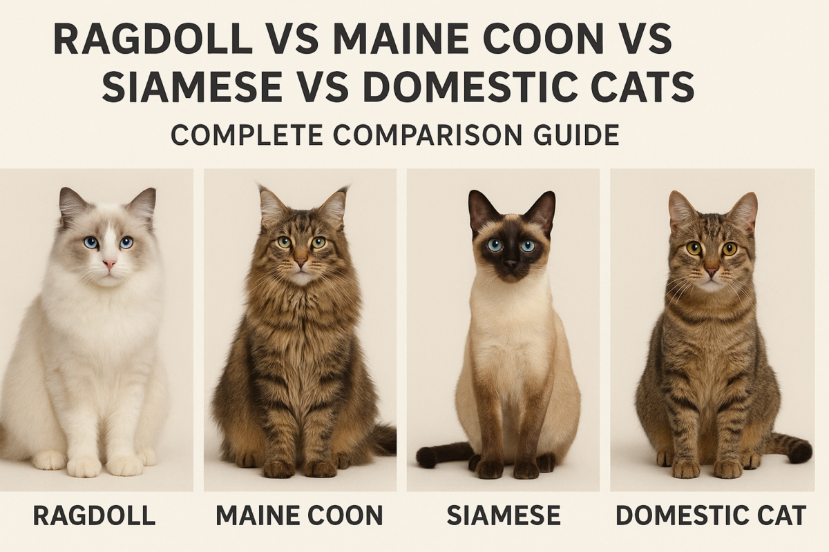 Ragdoll vs Maine Coon vs Siamese vs Domestic Cats- Complete Comparison Guide